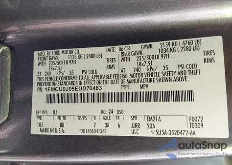 2014 Ford Escape Titanium из США, поврежденный, VIN 1FMCU0J95EUD70483